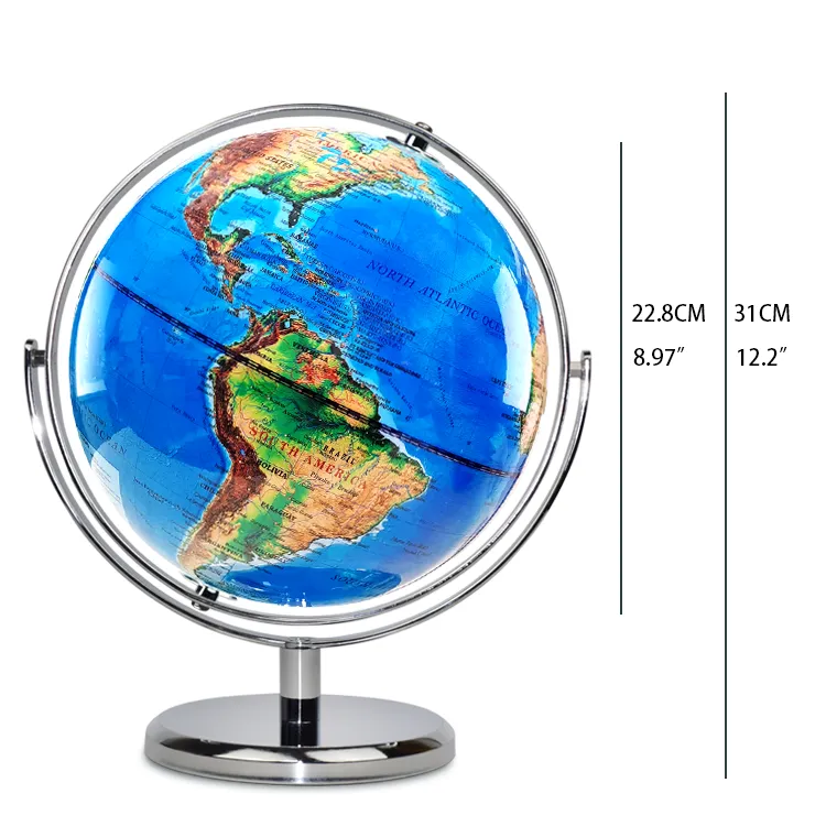 22.8CM Physical World Globe with FullSwing Meridian and Base detail view 1